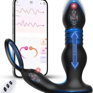 BEISAR Prostate Massager Anal Vibrator Thrusting Vibrating 7 Modes with Cock Ring Anal Plug Anal Sex Toys P Spot Massager Male Sex Toys for Men Enema Products Dildos Women Couples Remote Control